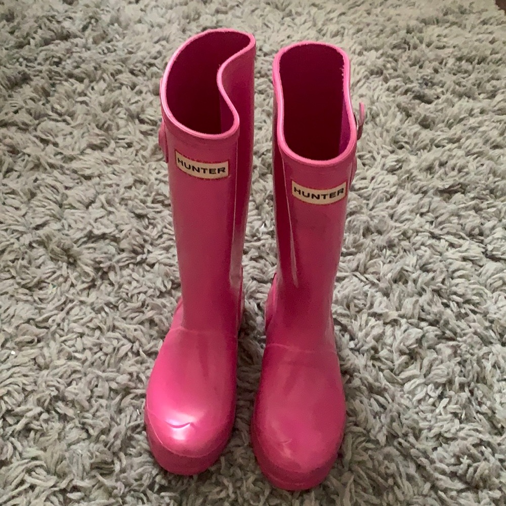 Original Big Kids Gloss Rain Boots: Bright Pink